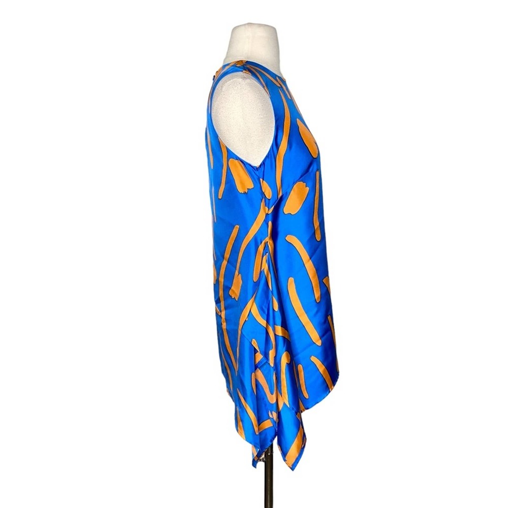 Diane Von Furstenberg Silk Print Asymmetrical Sleeveless Tank Top - Picture 2 of 5